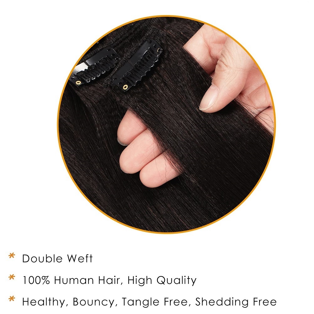 Onzichtbare, dikke, rechte cli - Seamless Clip In Hair Extensions Human Hair recensie en prijs